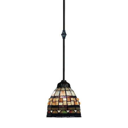 - Landmark Lighting 683-CB Jewelstone 1-Light Pendant in Classic Bronze