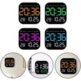thumbnail image 4 of Reloj de pared digital, reloj despertador de visualización grande con control remoto, reloj digital con luz nocturna, fecha semana, temperatura para recámara (rosa), 4 of 5
