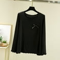 thumbnail image 2 of Chbgutlmr Womens Tops Long Sleeve Pajamas Tops Ruffle Crewneck Long Sleeve Fall Soft Comfy Homewear Pjs, 2 of 6