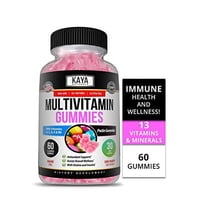 Kaya Naturals Adult Multi Vitamin Gummy, 60 Count, Biotin, Vitamin A, C & E, Including Zinc &Vitamin B-12, Folic Acid, Strawberry Flavor (60 Gummies)