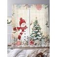 thumbnail image 3 of Beige Christmas Sheer Curtains 84 Inch Length 2 Panels Set Window Treatments, Snowman Xmas Tree Coastal Snowflake Starfish Rod Pocket Semi Curtains for Living Room/Bedroom/Kitchen, 104"W x 84"L, 3 of 7