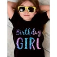 thumbnail image 1 of Birthday Girl" Glittery Letter Print Tee - Soft & Breathable Pink Short Sleeve T-Shirt for Girls, Casual Summer Top with Red Beaded Bracelet, Everyday Tshirt | Playful Print Top | Comfortable Fit, 1 of 6