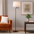thumbnail image 5 of Tomi 63 Inch Floor Lamp, Double Swing Arm, Bronze Metal, White Shade, 5 of 8