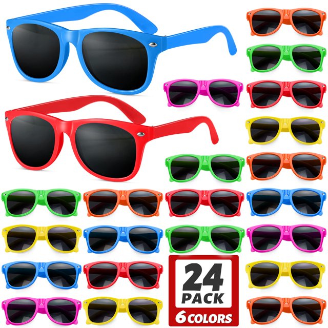Gafas de sol GINMIC para fiestas infantiles, paquete de 12 unidades, neón UV400
