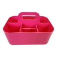 thumbnail image 2 of Enjoy Organizer - Small Stackable Plastic Caddy with Handle 6 Compartment | Desk, Makeup, Dorm Caddy, Classroom Art Organizers - 4 Pack, Made In USA (Hot Pink), 2 of 9