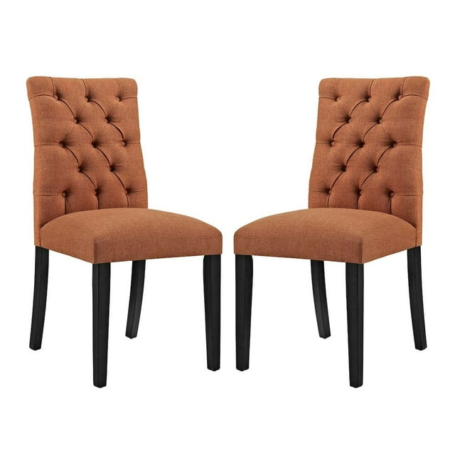 Modway Duchess Dining Chair Fabric Set of 2 in Orange