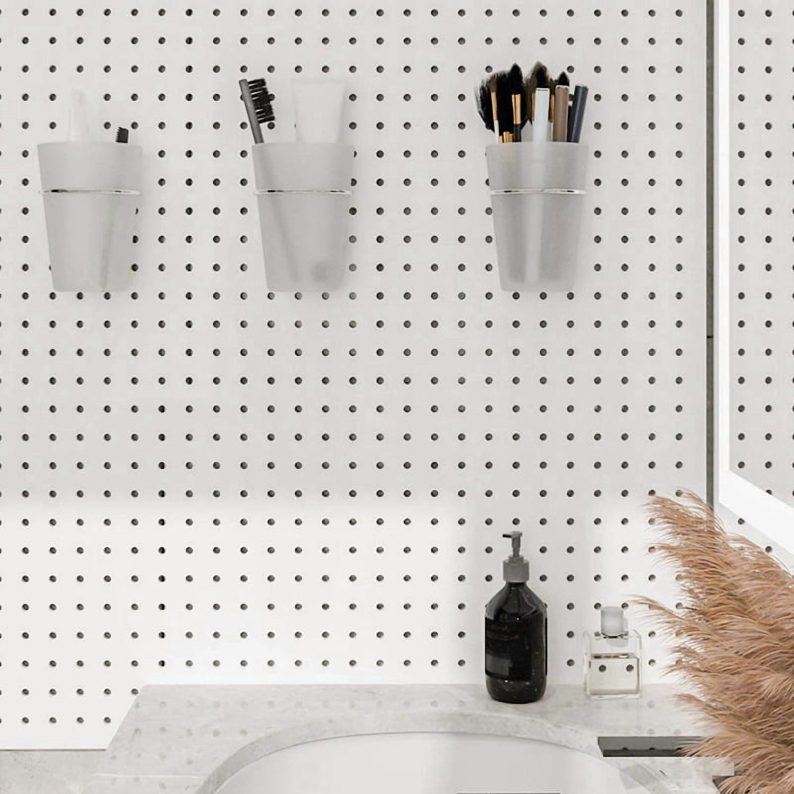 24 Sets Pegboard Bins with Rings Style Pegboard Hooks with Pegboard Cups Pegboard Cup Holder Accessories Transparent