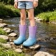 thumbnail image 4 of Kids Glitter Rain Boots Rainbow Portable Toddler Girls Boys Shoes Lightweight, 4 of 7
