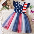 thumbnail image 2 of KPOPLK 4th of July Toddler Girl Dress Outfit American Flag Dress Flutter Sleeve Patriotic Independence Memorial Day Dress Summer Clothes(1-2 Years,Dark Blue), 2 of 7
