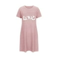 thumbnail image 4 of Sakmal Casual Moomoo Nightgowns for Women Short Pink Night dress Love Print Short Sleeve Nightgowns for Women, 4 of 6