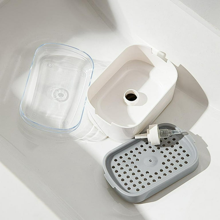 TSV 385ml Dish Soap Dispenser and Sponge Holder for Kitchen Sink (Include  Sponge)