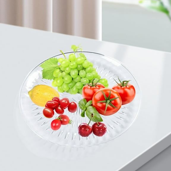 Acrylic Fruit Tray Serving Dish Reusable Home Decor Smooth Round Serving Tray Party Snacks Plate for Party Desktop Countertop Wedding Nuts 25cm