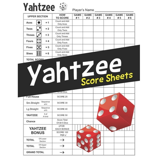 Yahtzee Score Sheets Large 8.5 x 11 inches Correct Scoring