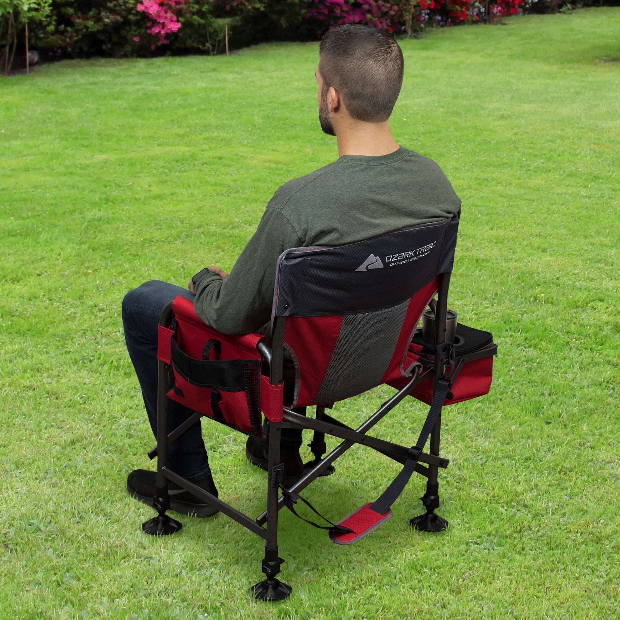 Ozark Trail Director Style Fishing Chair with Side Cooler