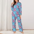 thumbnail image 2 of Pajama Sets for Women 2 Pcs, PinkInflatable bird circle Button Down Long Sleeve Sleepwear Lounge PJ Sets, 2 of 6