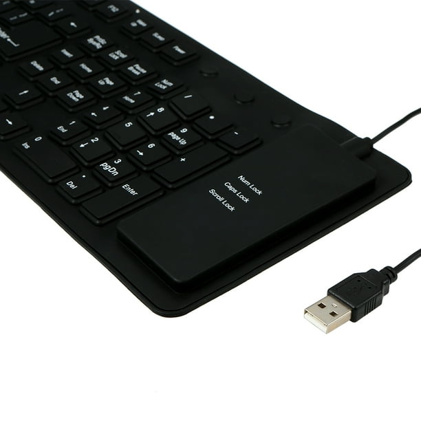 Clavier USB Filaire Portable Flexible Ultra Slim Silicone Pliable Étanche  (Noir)
