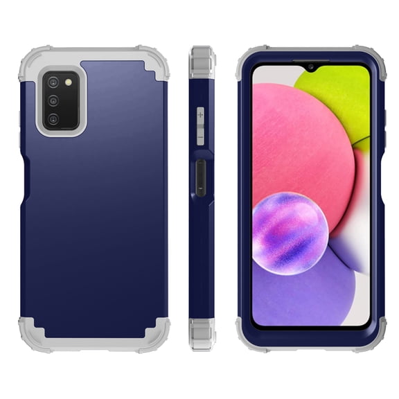 Galaxy A03S Case,Rugged Military Grade Shockproof Bumper Dual Layers PC Anti-Scratch Case Cover for Samsung Galaxy A03S 6.5" - Blue