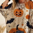 thumbnail image 5 of YEJIMAN Sweatshirt for Women Halloween Crochet Pumpkin Sweater Oversized Knit Pullover Bat Witch Hat Cozy Fall Long Sleeve Clothes Pullover, 5 of 5