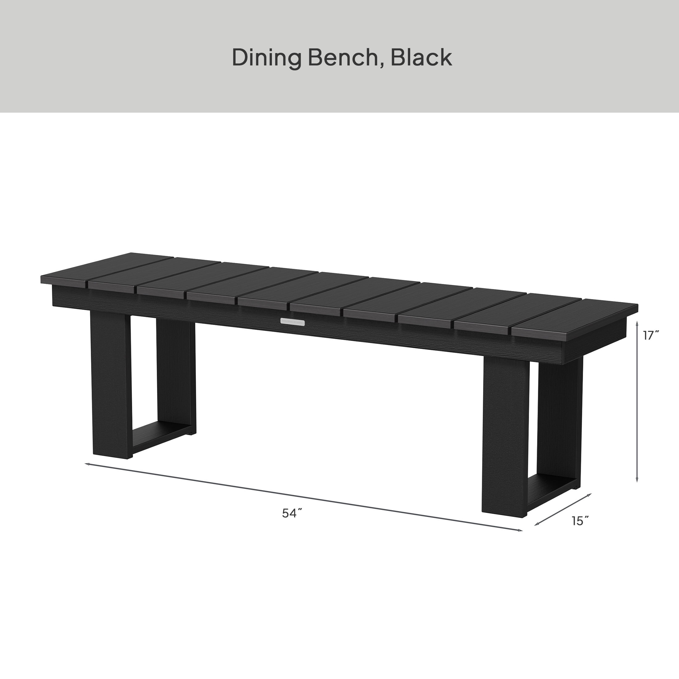 Better Homes & Gardens Ezra Outdoor HDPE Dining Bench, Black