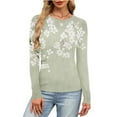 thumbnail image 6 of Ailaofu Long Sleeve Tops for Women Round Neck Floral Blouse Layering Fitted Going Out Top, 6 of 6
