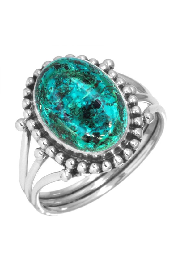925 Sterling Silver Women Jewelry Natural Shattuckite Ring