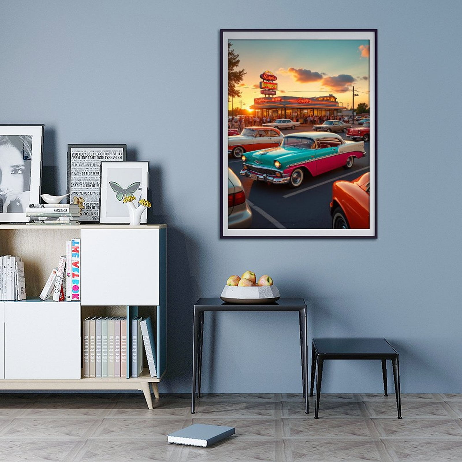 Diamond Art Kits for Adults - 5d Vintage Cars At Sunset Diner Diamond Painting for Adults, Diamond Art for Adults Beginners, Diamond Painting Kits for Adults for Home Wall Decor
