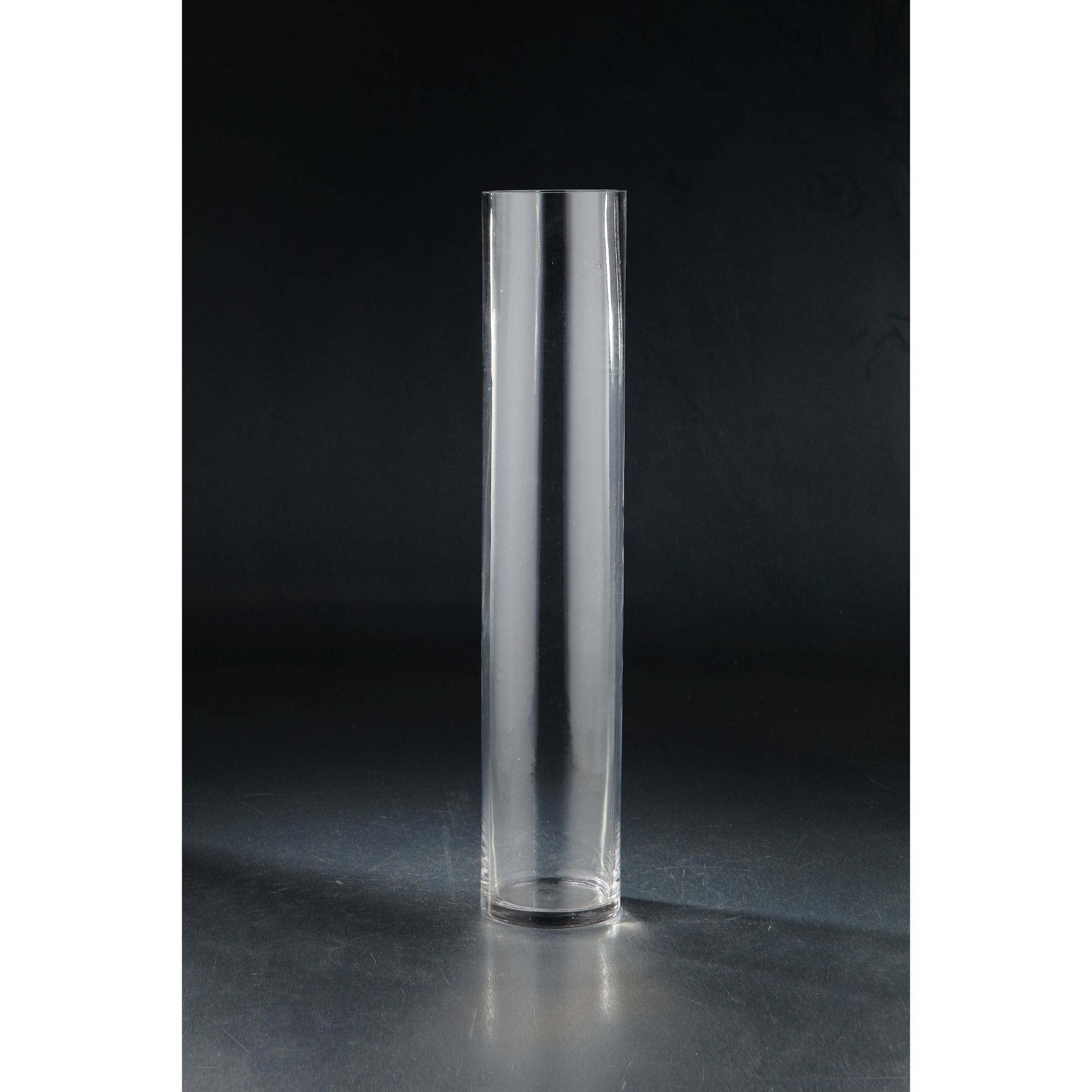 20" Clear Cylindrical Glass Vase