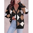thumbnail image 5 of PRETTYGARDEN Women's Cardigan Argyle Winter Sweaters Cozy Warm Chunky Knit, Long Sleeve V Neck, Color Block Plaid, Button Up Pocket,Trendy Fall Jackets, Holiday Going Out Outfits, 5 of 9