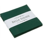 Bella Solids Christmas Green Moda Charm Pack; 42 - 5" Precut Fabric Quilt Squares
