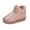 Pink, variant on Comfy Girls' Fuzzy Ankle Boots Fleece Lined Slip-On Boots Soft Sole Thicken Flatform Comfortable Footwear Winter Fashion Footwear Foe Little And Big Girls