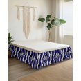 thumbnail image 2 of Blue Stripe Wrap Around Bed Skirts for King Bed 16" Drop,Bed Skirt with Adjustable Elastic Belt Dust Ruffle Bed Valance for Bedroom Hotel Ombre Grey Moire Geometric Modern Abstract Bed Frame Cover, 2 of 7
