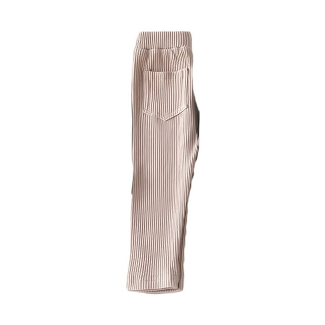 Leggings for Toddler Girls Ribbed Footless Tights Solid Color Strethcy Ankle Length Pants