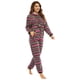 thumbnail image 4 of Pijama de franela con capucha para mujer, ropa de dormir de manga larga con cremallera y estampado a rayas de Navidad, 4 of 4