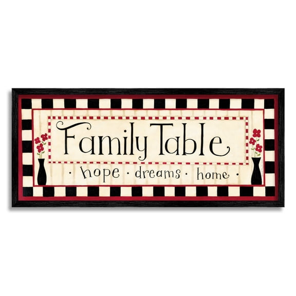 Family Table Hope Dreams Home Sign Typography Graphic Art Black Framed Art Print Wall Art