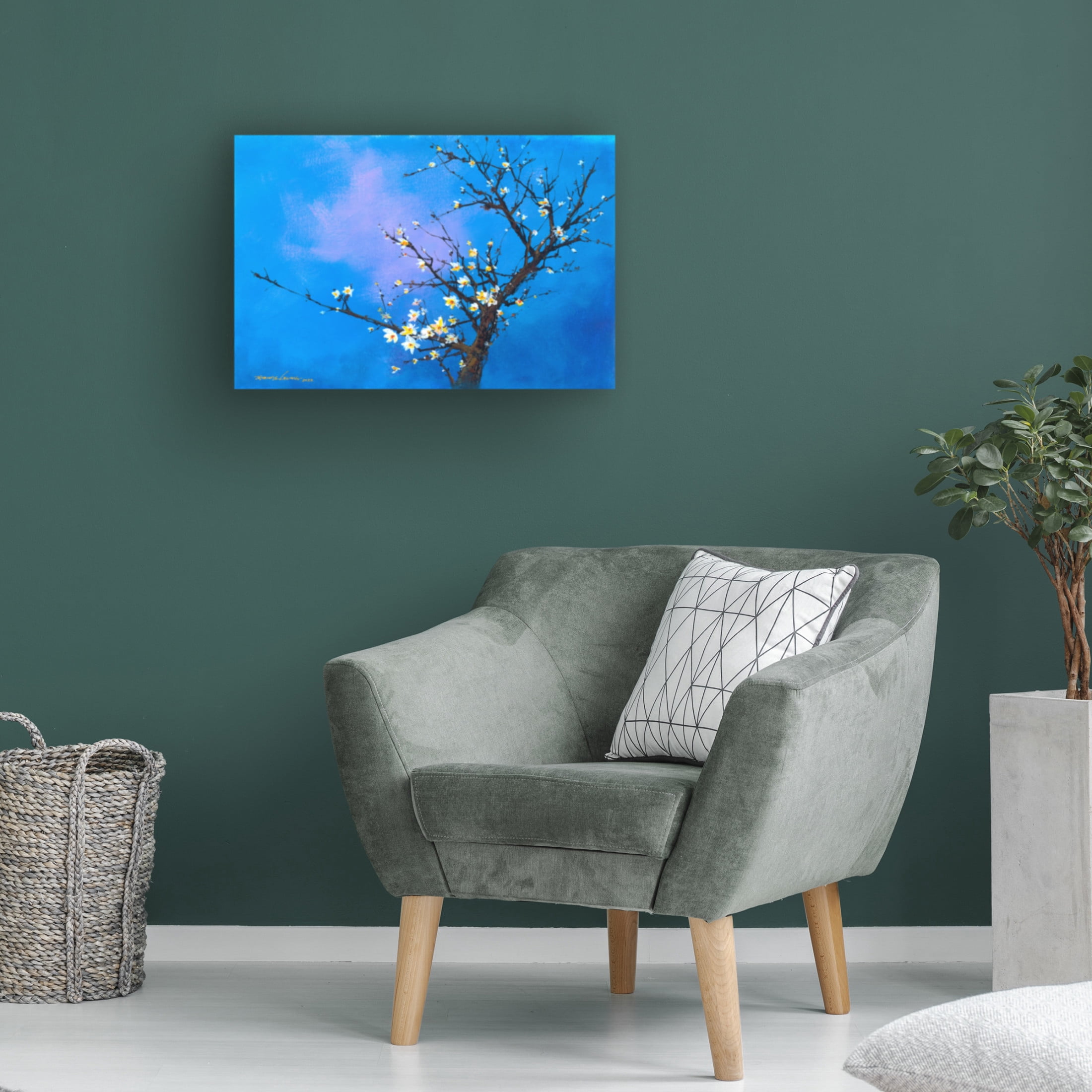 Canvas Wall Art - Thomas Leung 'White Peach Tree' Wall Art for Living Room, Bedroom, or Office Décor by Trademark Fine Art - 47 x 30 Inches