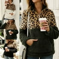 thumbnail image 1 of Femmes Dames Pulls Léopard Manches Longues Hiver Chaud Poche Pulls, 1 of 5