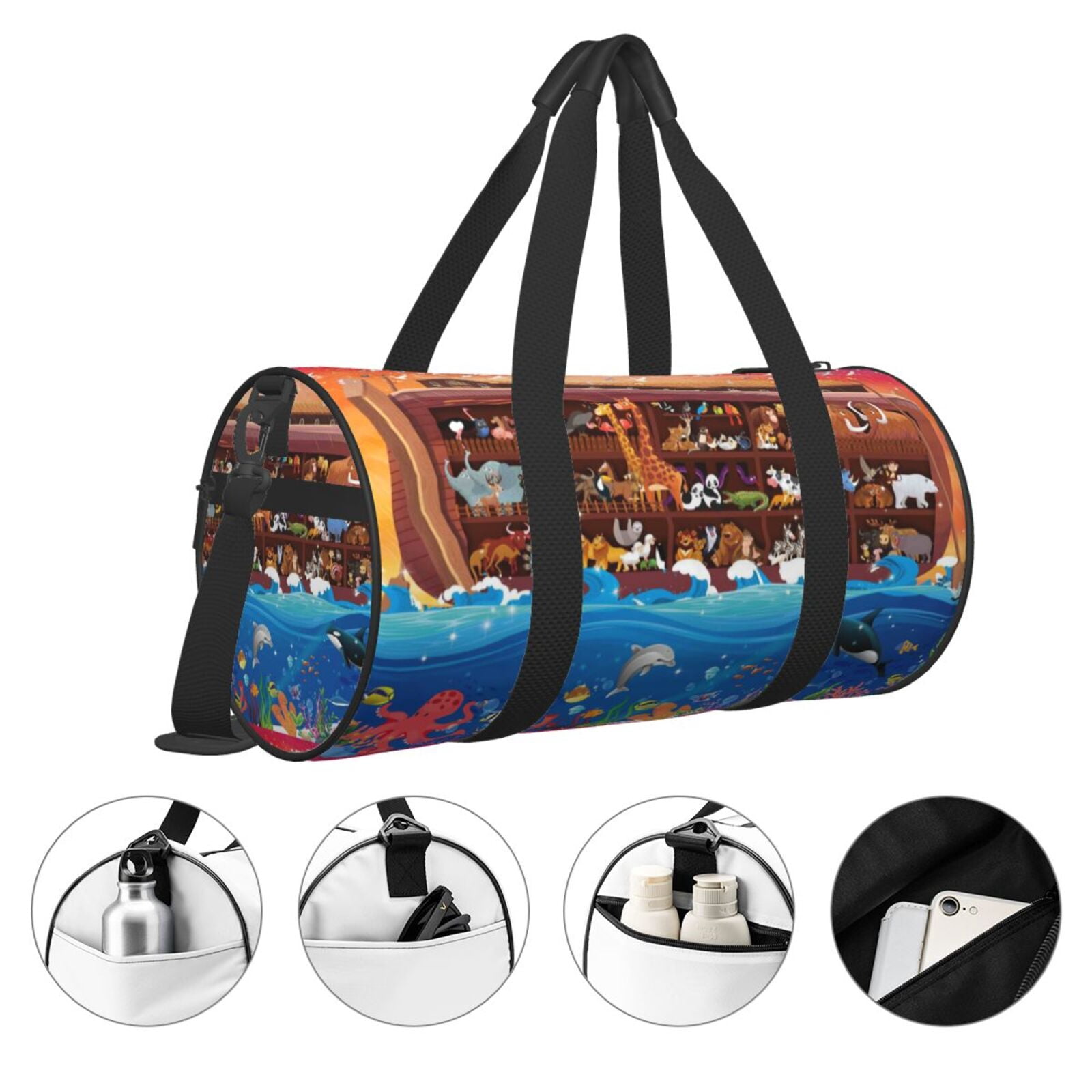 Vsdgher Animals On Noah's Ark2 45L Foldable Duffel Bag, Sports Gym Bag,Overnight Bag, Portable Weekender Bag for Airplanes