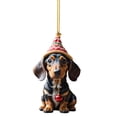 thumbnail image 3 of Decoración de árbol de Navidad para Interior de coche, adornos colgantes para perros, colgante acrílico de Navidad para perro salchicha, fiesta de invierno en casa, 3 of 4