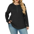thumbnail image 2 of NISVIYA Plus Size Dressy Sweaters for Women Long Sleeve Fall Knit Zip Up V Neck Pullovers Black, 2 of 6