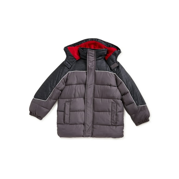 Ixtreme Boys CHARCOAL Color Block Puffer Jacket Free Hat 5/6