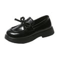 thumbnail image 2 of JUSLIO Girl Shoes British Style Flat Soft Sole Loafers Bow (Toddler/Little Kid/Big Kid) Leather Shoes 34 Black, 2 of 9