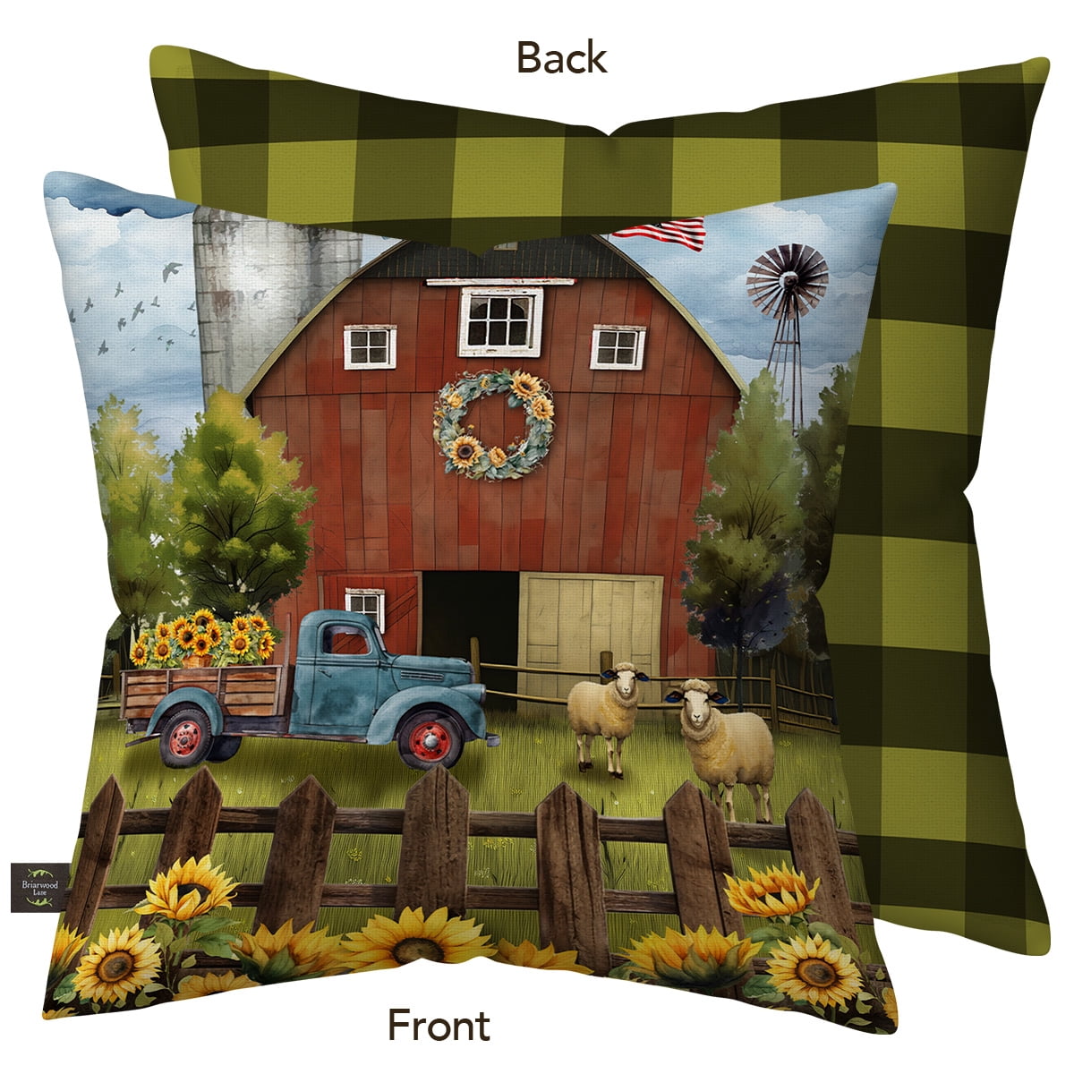 Briarwood Lane Summer Indoor/Outdoor Pillow 17x17 Sunflower Barn For Summer Pillow