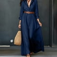 thumbnail image 5 of QUNYINEY Blue Dresses for Women Plus Size Flowy Long Casual Long Sleeve A Line Dress Commute Collared Slim Fit Casual Button Down Dresses, 5 of 9