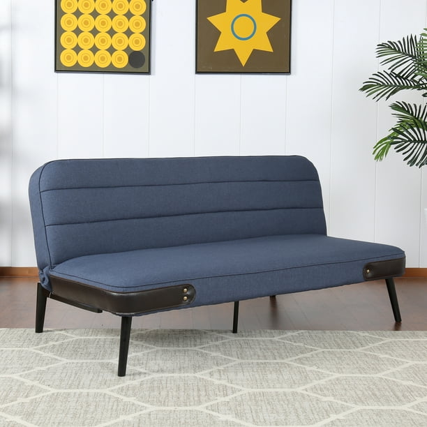 AC Pacific Convertible Upholstered Sofa Bed, Blue