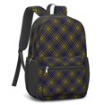 thumbnail image 2 of Blue and Yellow Checkered Pattern 17" School Backpacks for Teens,Waterproof Oxford Fabric,S-Shape Padded Straps for School,Travel,Hiking,Camping, 2 of 6