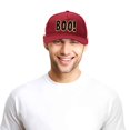 thumbnail image 6 of DALIX Boo! Halloween Hat Mens Womens Flat Bill Snapback Cap in Maroon, 6 of 7