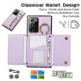thumbnail image 6 of Crossbody Wallet Case for Samsung Galaxy Note 20 Ultra with Lanyard Strap Card Slot Holder RFID Blocking 360° Ring Kickstand,Magnetic Flip Folio Zipper Purse Case, PU Leather Cover Handbag,Purple, 6 of 10