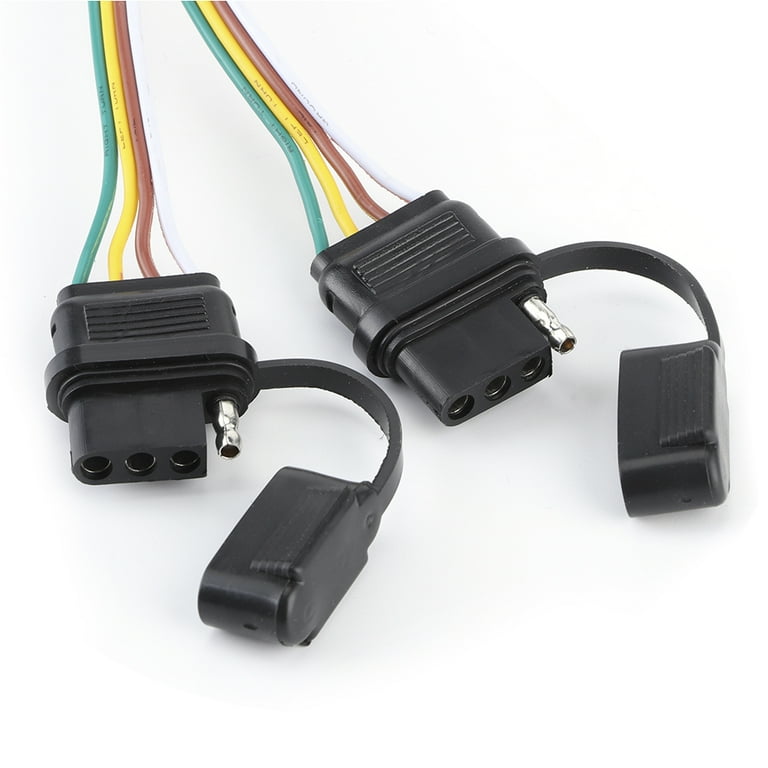 Duokon 4-Pin Trailer Plug & Split Adapter - Flexible Wire Connector For RV, Trailers, And Towing (US Type)