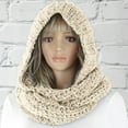 thumbnail image 2 of Opolski Women Hooded Scarf Thick Warm Soft Fashion Solid Color Woolen Hooded Scarf for Winter, 2 of 7