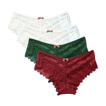 Women Panties Lingerie G-string Lace Briefs Underwear Panties T String Thongs Knick 4pc Cotton Underwear for Women Wine S